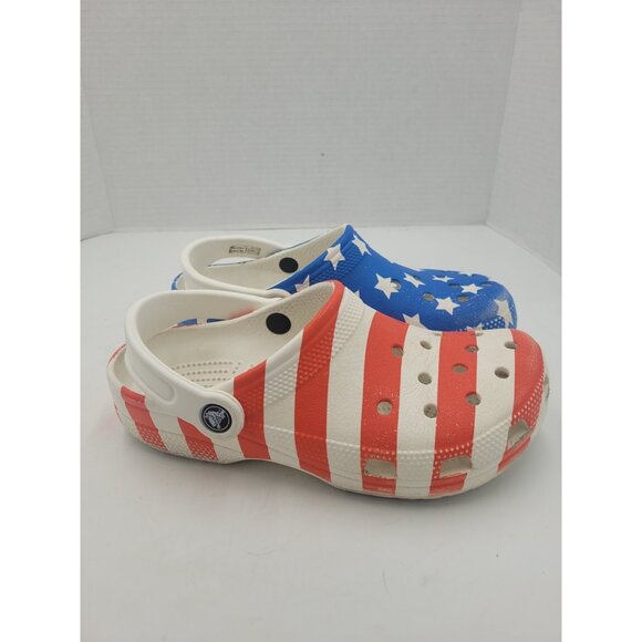 Crocs Classic American Flag Clogs Size Mens 5 Womens 7 USA Patriotic Shoes - Picture 8 of 11